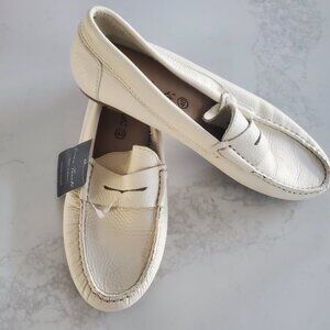 Enzo Tesoti New White/Off White Leather Driving Moccasin Loafer  8/8.5